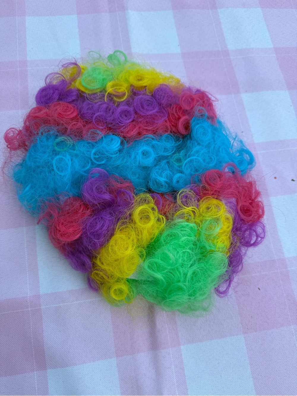 Multi-Color Clown Hair Wig - Bright Rainbow Curly- fits adult or child